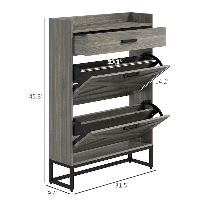 Casual Style Hall Tree Entryway Bench with Rattan Door Shelves and Shoe Cabinets, SOLID WOOD Feet