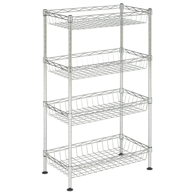 4-Tier Chrome Wire Mini Storage Rack, 18Wx10Dx31H inches