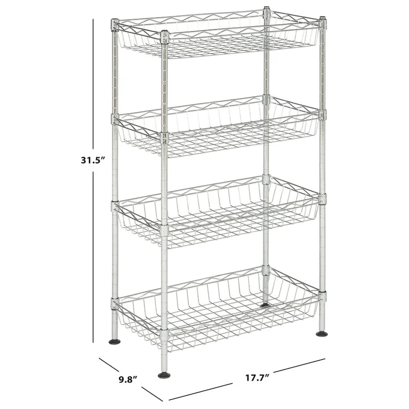 4-Tier Chrome Wire Mini Storage Rack, 18Wx10Dx31H inches