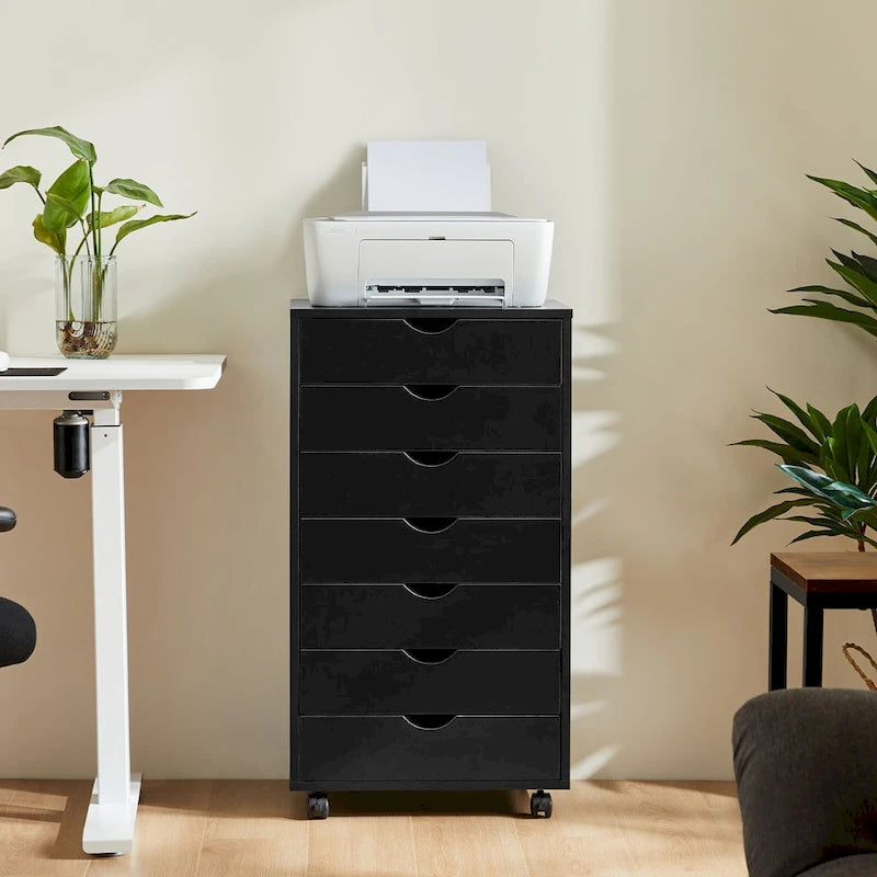 7-Drawer Vertical File Cabinet, Mobile Rolling Storage Dresser with Wheels