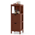 4-Tier Freestanding Bathroom Floor Cabinet with 2 Drawers & Open Shelf, MDF