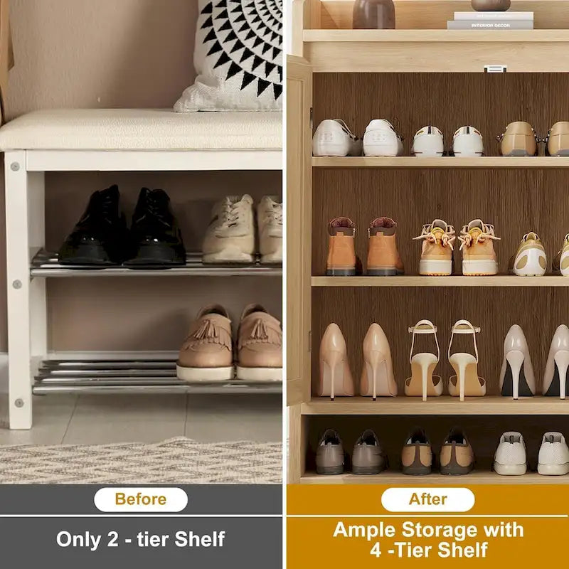 Rattan Shoe Cabinet with 2 Doors