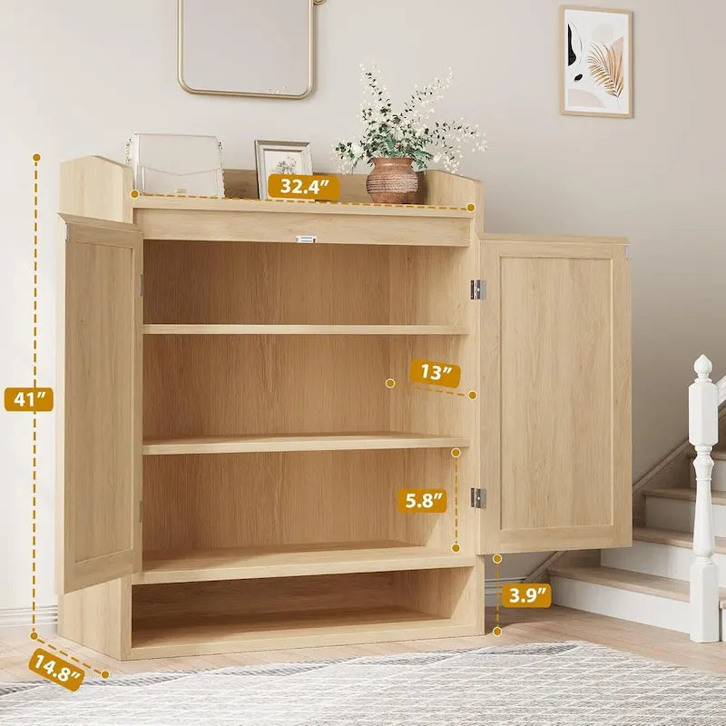Rattan Shoe Cabinet with 2 Doors