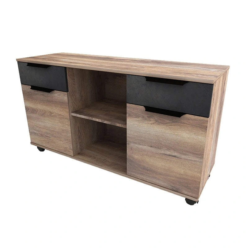 47" Mobile Lateral File Cabinet & Printer Stand with 2 Drawers, Wheels & Open Shelves