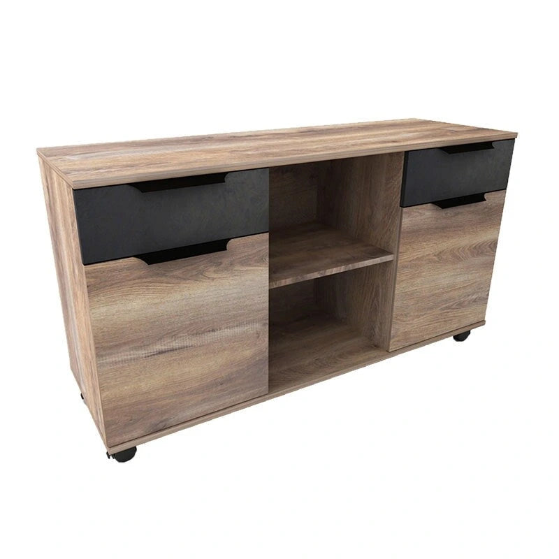 47" Mobile Lateral File Cabinet & Printer Stand with 2 Drawers, Wheels & Open Shelves