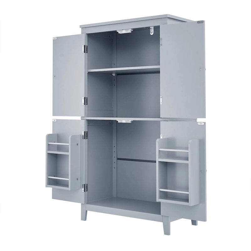 Elegant Bathroom Floor Storage Cabinet, Bathroom Storage Unit, Freestanding Cabinet with 4 Doors, Adjustable Shelves
