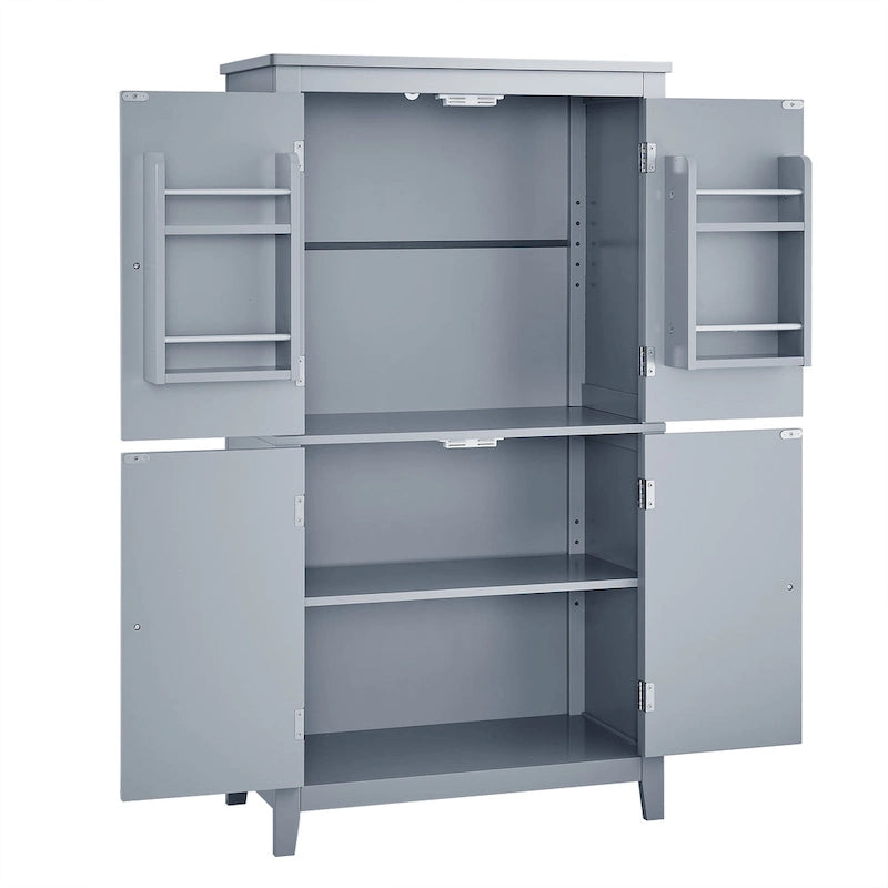 Elegant Bathroom Floor Storage Cabinet, Bathroom Storage Unit, Freestanding Cabinet with 4 Doors, Adjustable Shelves