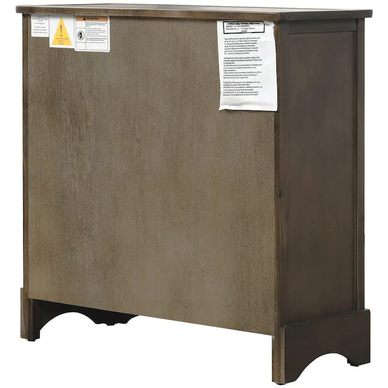 Rustic Storage Cabinet with 2 Drawers & 4 Wicker Rattan Baskets, Dining & Living Room