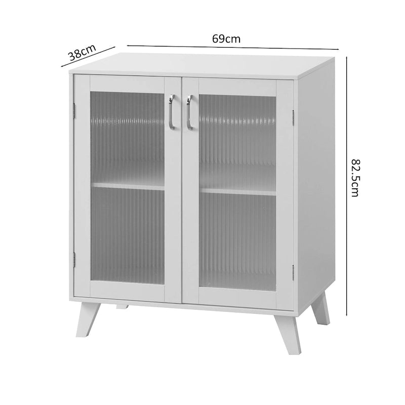 Modern Bathroom Cabinet Storage Organizer with Glass Doors and Adjustable Shelf
