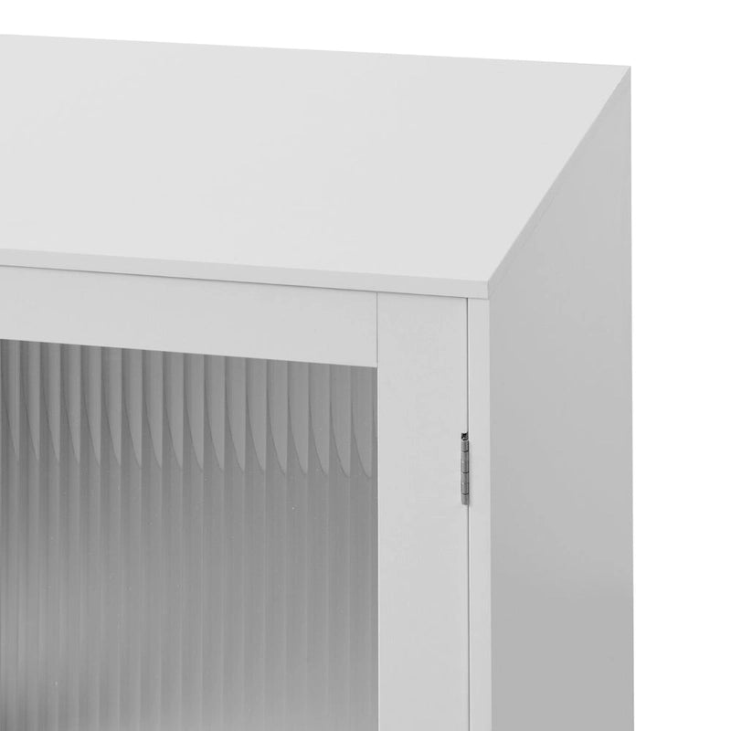 Modern Bathroom Cabinet Storage Organizer with Glass Doors and Adjustable Shelf