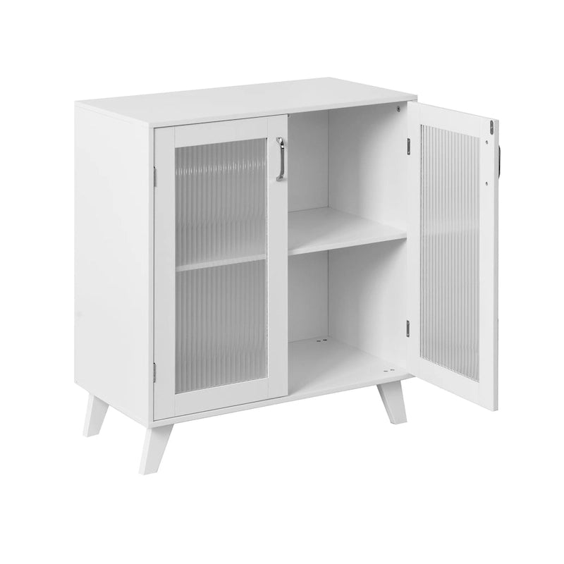 Modern Bathroom Cabinet Storage Organizer with Glass Doors and Adjustable Shelf