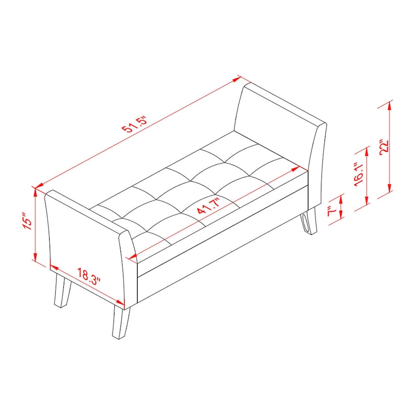 51.5 Bed Bench with Storage