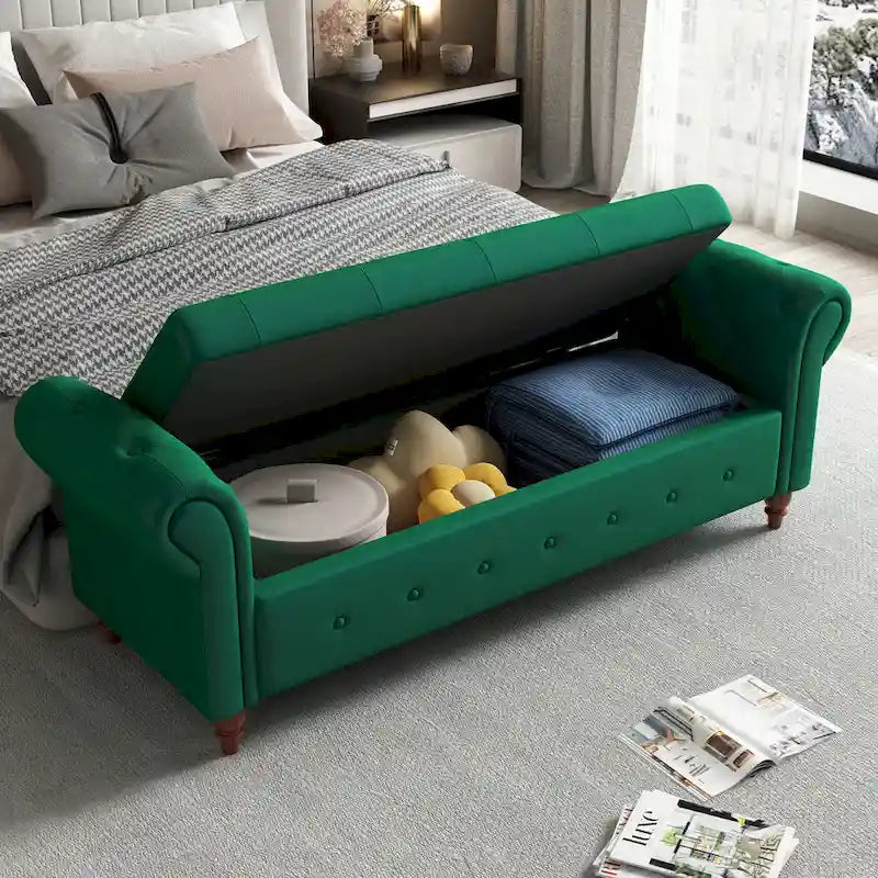 63 Bed Bench Cream White Fabric