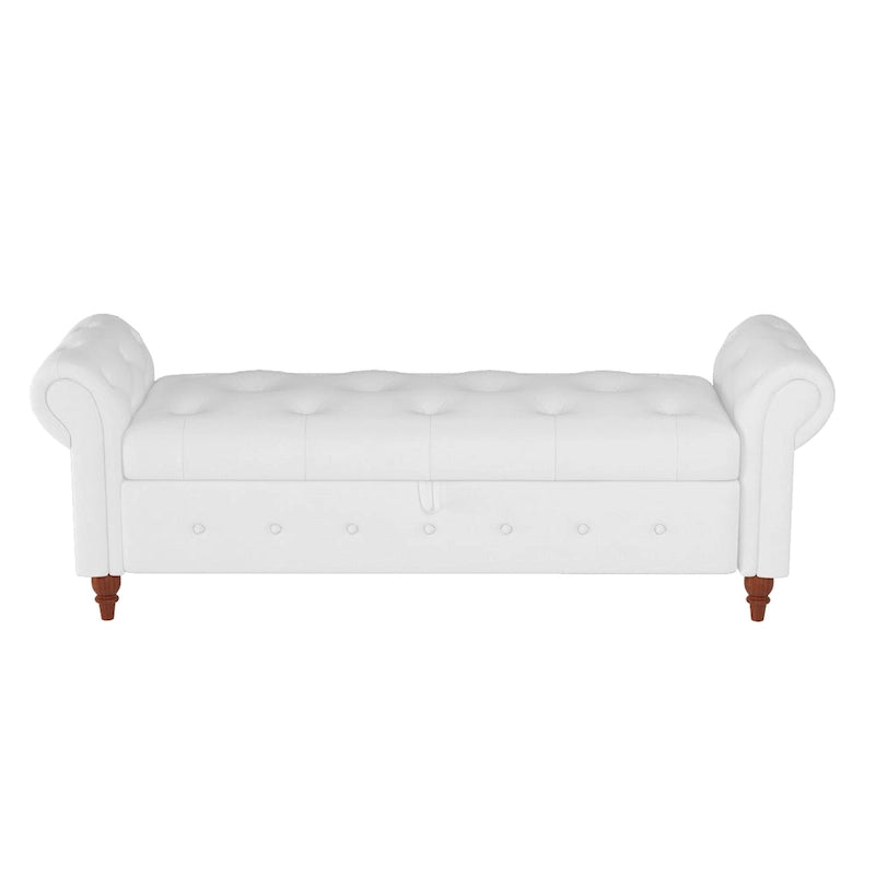 63 Bed Bench Cream White Fabric