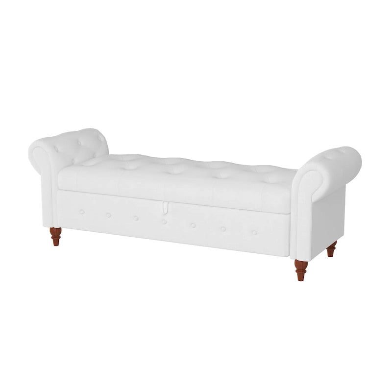 63 Bed Bench Cream White Fabric