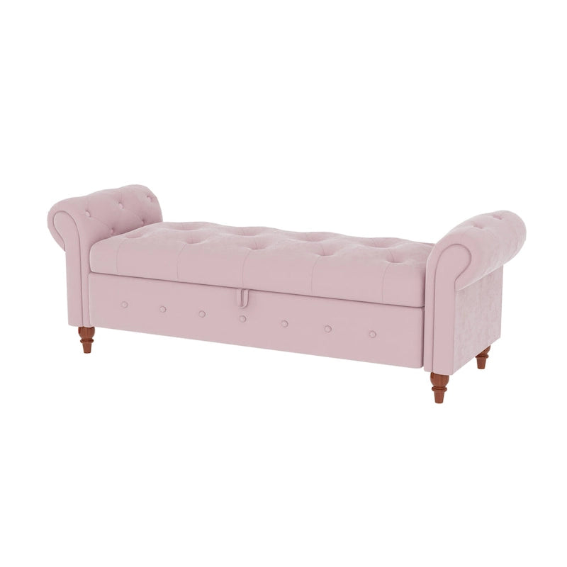 63 Bed Bench Cream White Fabric
