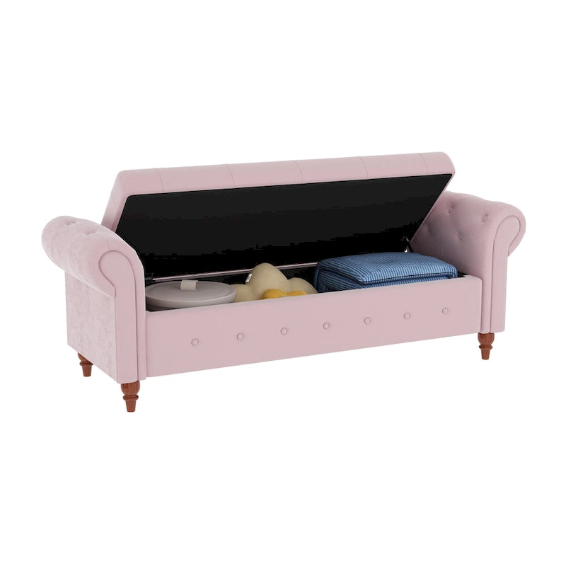 63 Bed Bench Cream White Fabric
