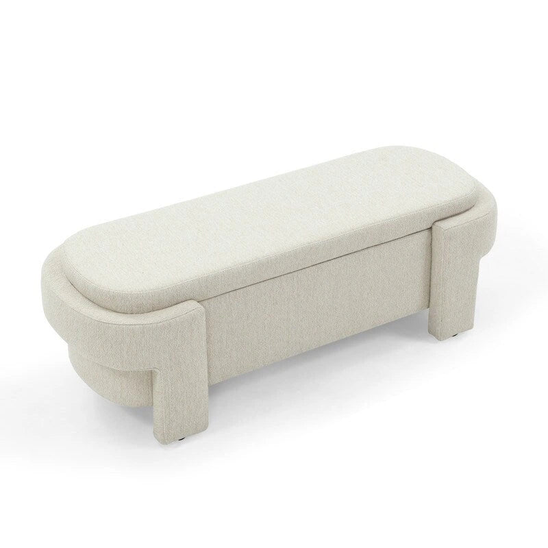 Linen fabric upholstered bench, large storage space, (51.5 x20.5 x17 )