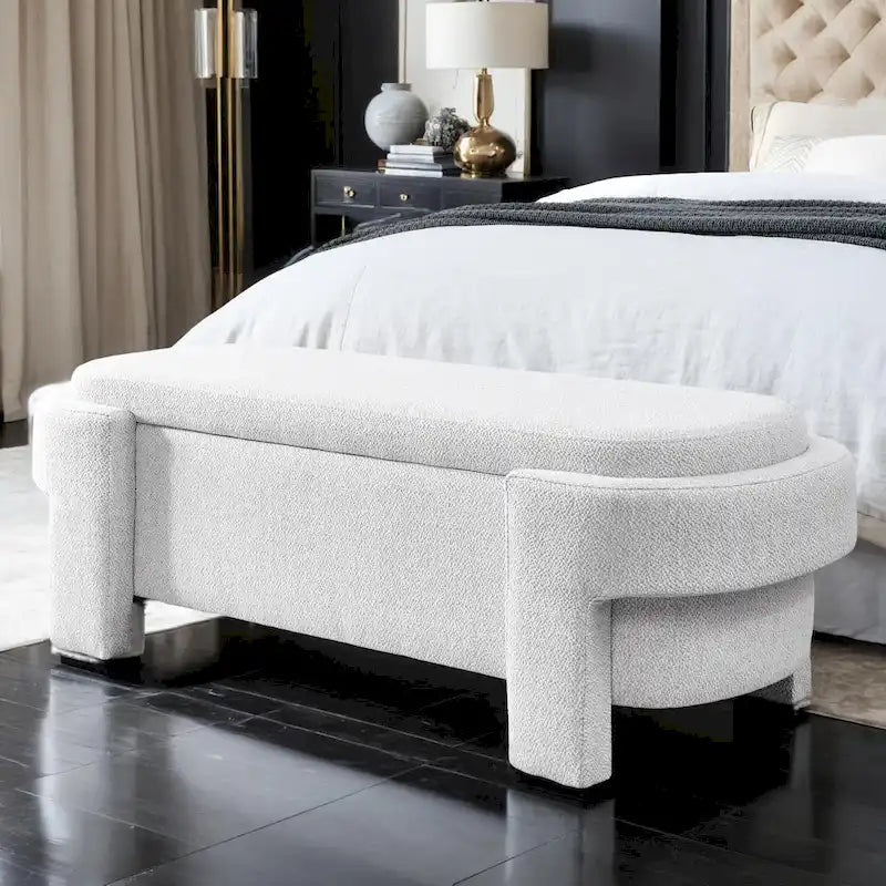 Linen fabric upholstered bench, large storage space, (51.5 x20.5 x17 )