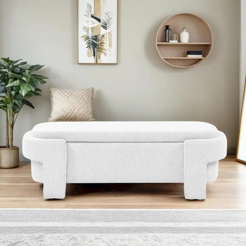 Linen fabric upholstered bench, large storage space, (51.5 x20.5 x17 )