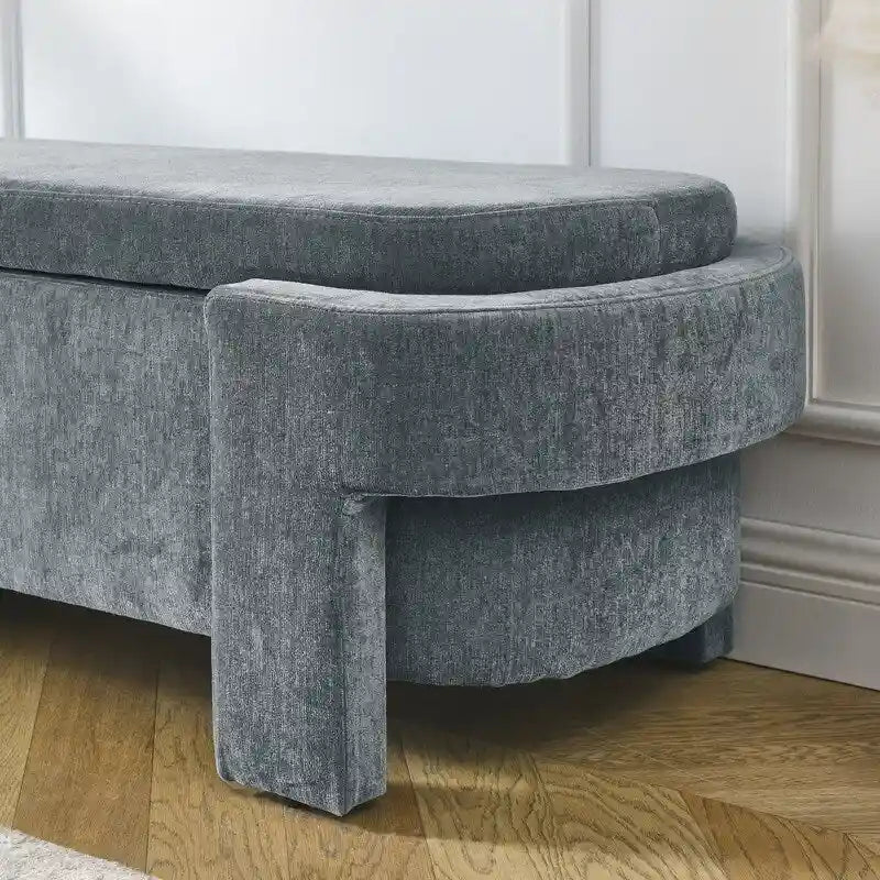 Linen fabric upholstered bench, large storage space, (51.5 x20.5 x17 )