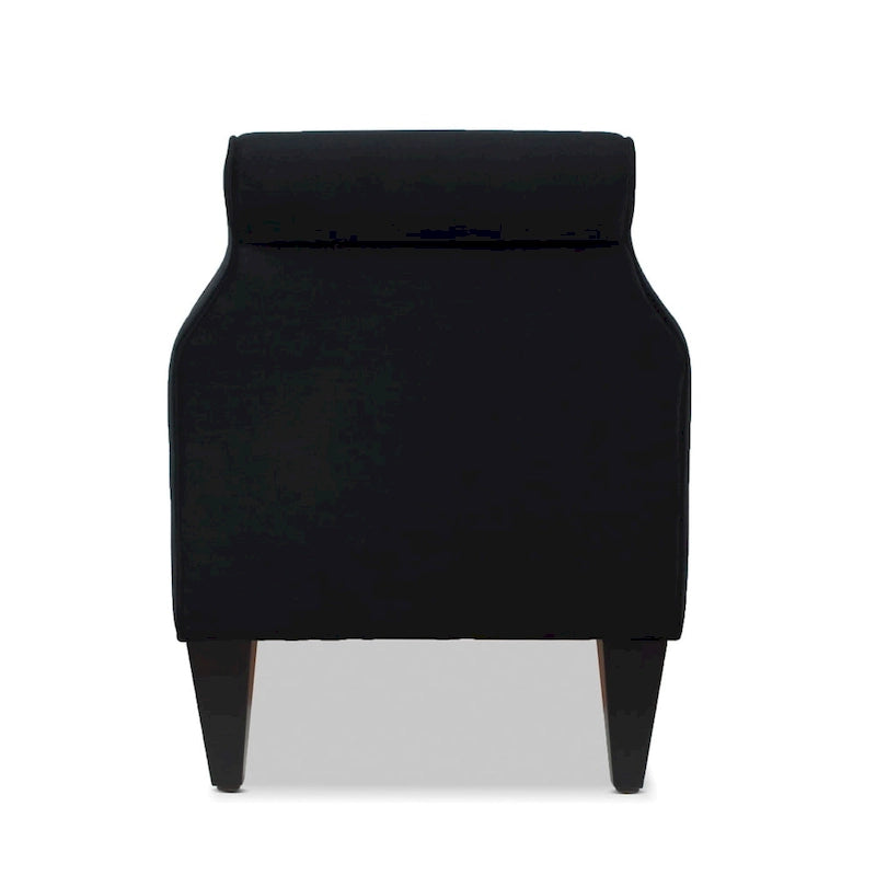 Upholstered Storage Bench with Hand-Tufted Cushion, Rolled Arms & Espresso Legs