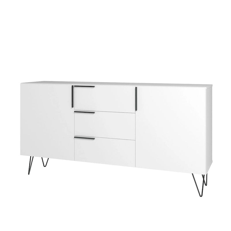 Retro komoda/příborník se 4 policemi a 3 středovými zásuvkami, 160 cm