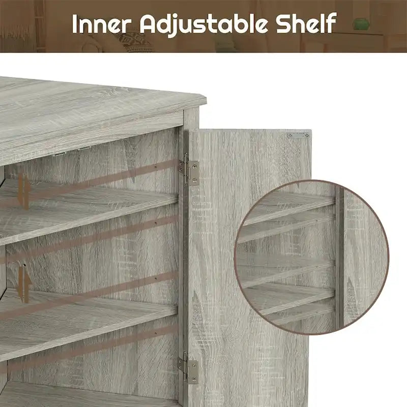 Free-Standing Corner Cabinet with 2 Doors and Adjustable Shelves - 31.5H