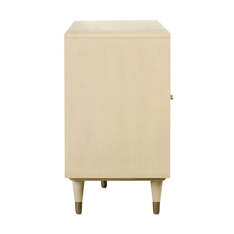 Jungle-Chic Sideboard with Cane & Brass Details, Soft-Close Doors, 72x17.8x31"