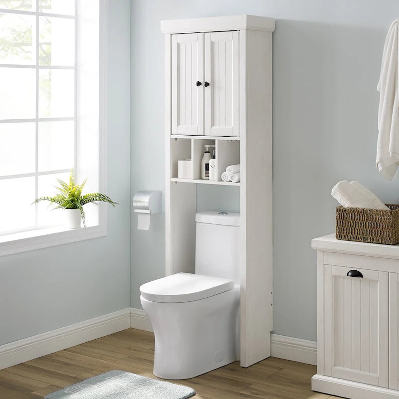 Over-the-Toilet Space Saver Cabinet with Beadboard Panel & Gunmetal Hardware