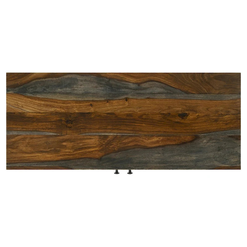 Sheesham Grey 2-Door Accent Cabinet with Adjustable Shelf & Hairpin Legs