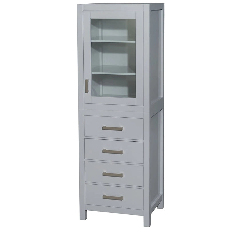 Freestanding Bathroom Linen Tower with Door, 4 Drawers & Soft-Close Hardware