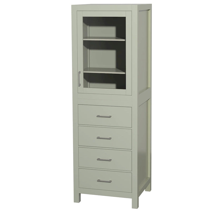 Freestanding Bathroom Linen Tower with Door, 4 Drawers & Soft-Close Hardware