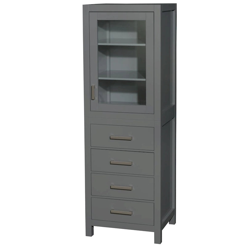 Freestanding Bathroom Linen Tower with Door, 4 Drawers & Soft-Close Hardware