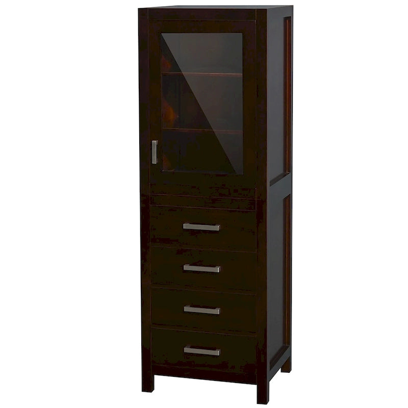 Freestanding Bathroom Linen Tower with Door, 4 Drawers & Soft-Close Hardware