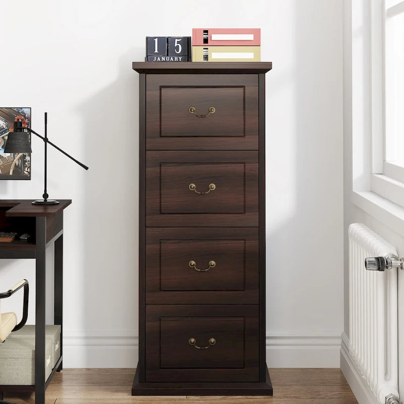4-Drawer File Cabinet Filing Cabinet for A4 /Letter Size, Vertical File Cabinet Home Office Wood Filing Cabinet