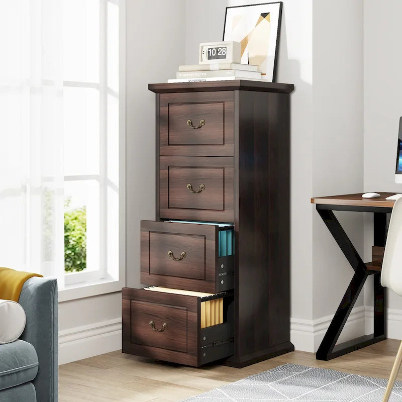 4-Drawer File Cabinet Filing Cabinet for A4 /Letter Size, Vertical File Cabinet Home Office Wood Filing Cabinet