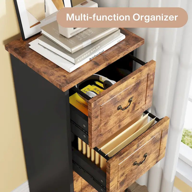 4-Drawer File Cabinet Filing Cabinet for A4 /Letter Size, Vertical File Cabinet Home Office Wood Filing Cabinet