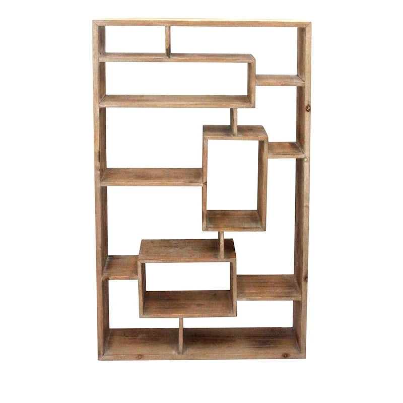 39.25 Brown Wooden Open Wall Shelf Decor