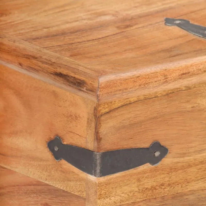 Solid Acacia Wood Storage Chest with Latch & Side Handles, 15.7x15.7x15.7"