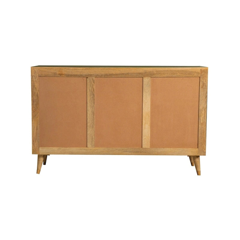 56" 3-Door Sideboard Cabinet Console in Geometric Natural Brown Mango Wood