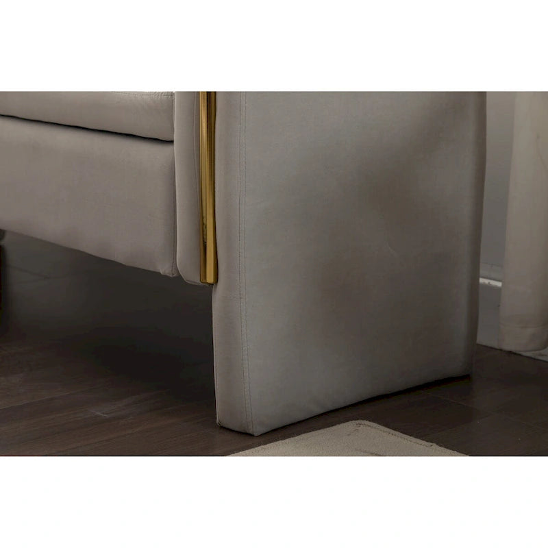 Velvet Fabric Storage Bench Bedroom Bench With Gold Metal Trim Strip For Living Room Bedroom Indoor