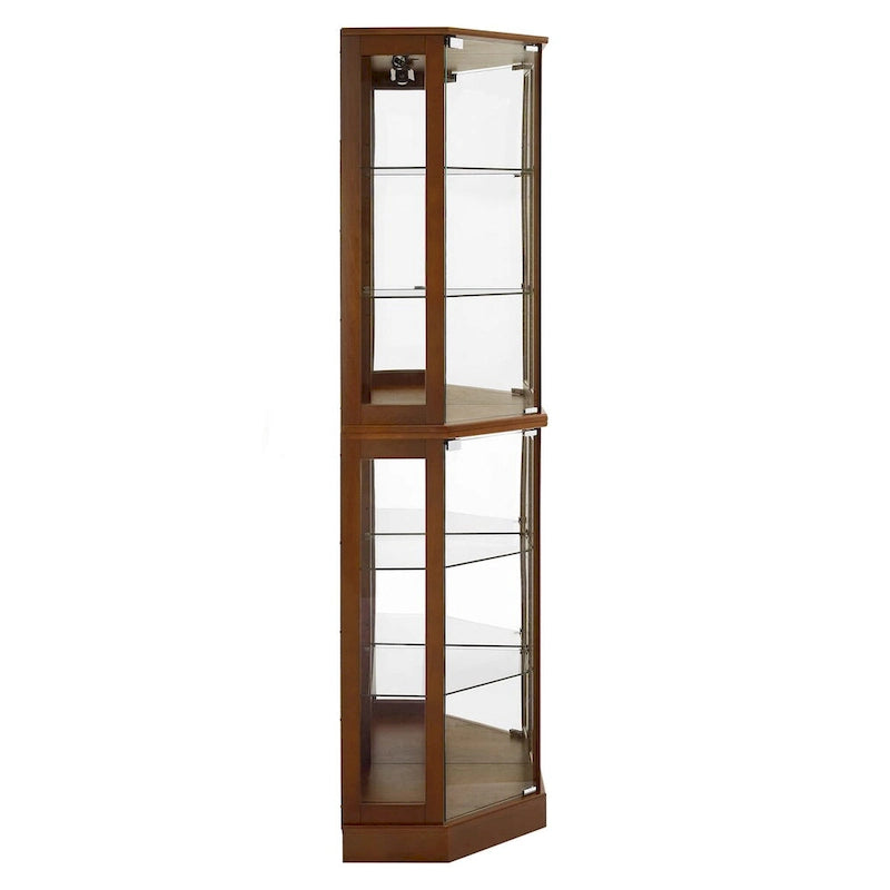 6 Shelf Corner Curio Display Cabinet with Lights, Mirrors and Adjustable Shelves