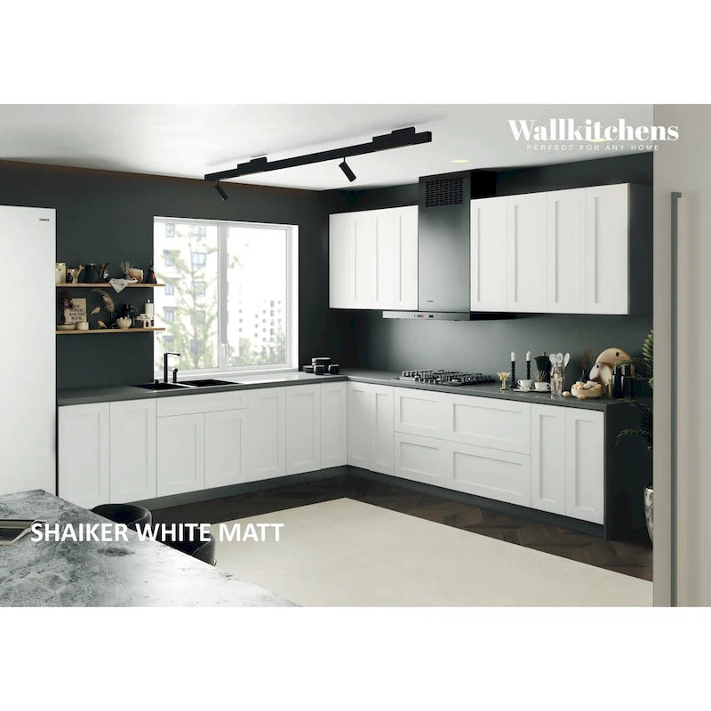 Modern Kitchen Cabinet White Matte Finish, 11Ft Wide Base Size 130x130