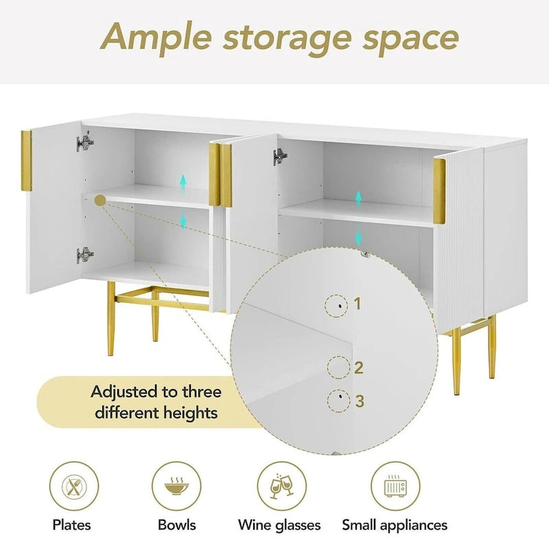 60 Modern Elegant 4-Door Cabinet Buffet/Sideboard
