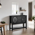 Wood Buffet Cabinet with Storage Drawers and Glass Door - N/A