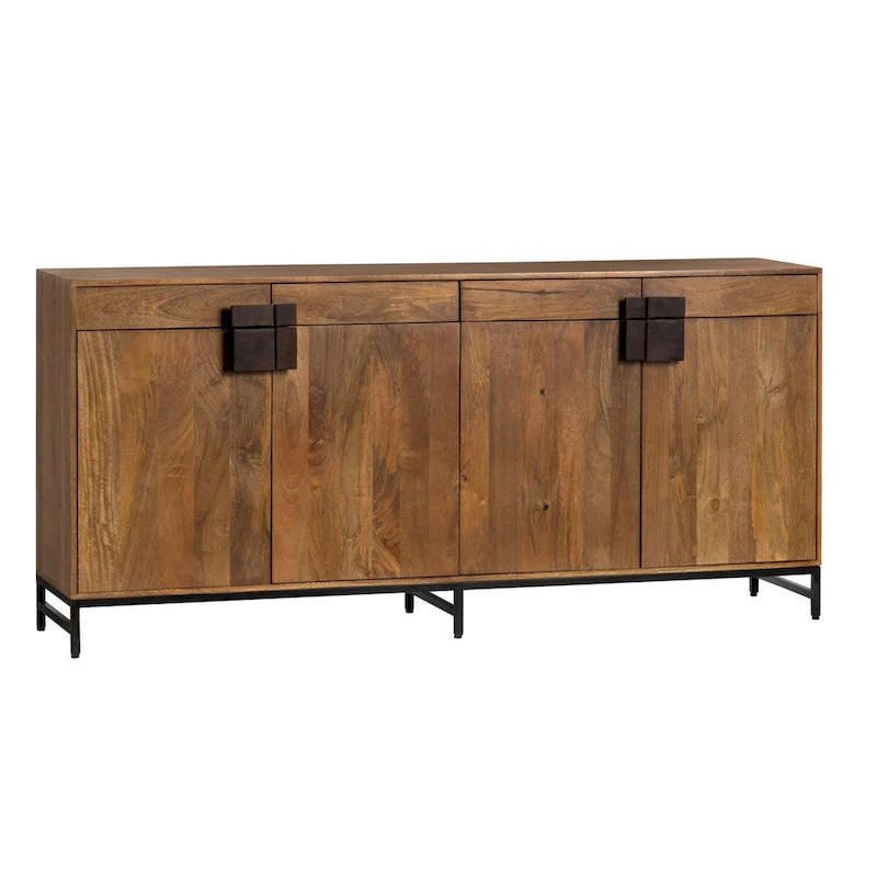 76" 4-Drawer Sideboard with Expansive Display Surface, Brown
