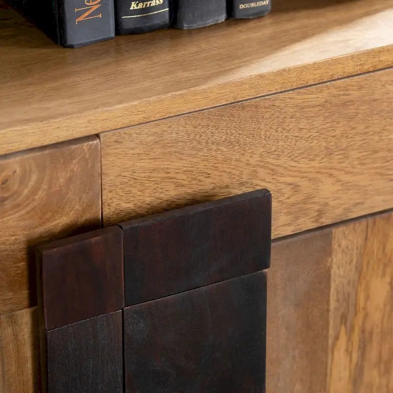 76" 4-Drawer Sideboard with Expansive Display Surface, Brown
