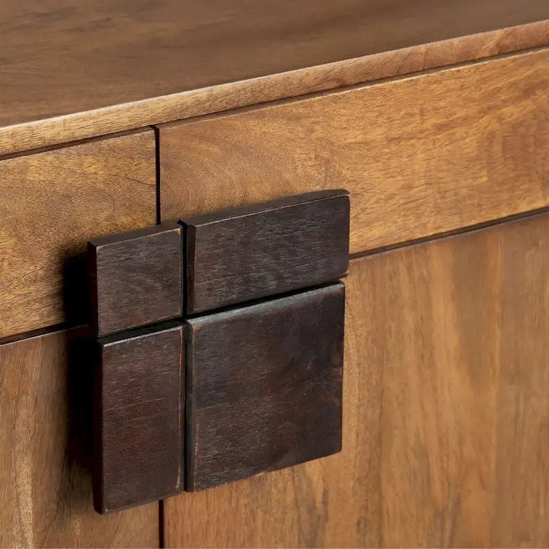 76" 4-Drawer Sideboard with Expansive Display Surface, Brown