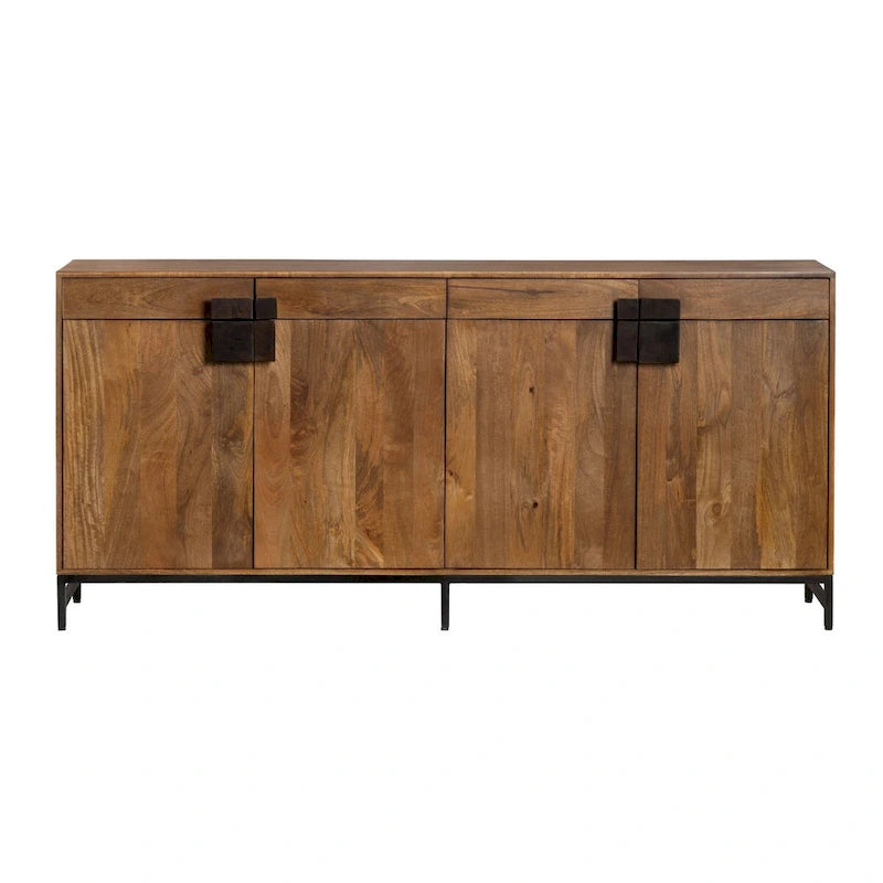 76" 4-Drawer Sideboard with Expansive Display Surface, Brown